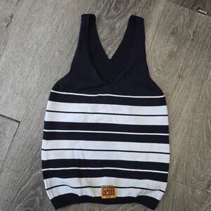 FB County Charlie‎ Brown Tank Top XS Women's Black White Chicana Streetwear EUC